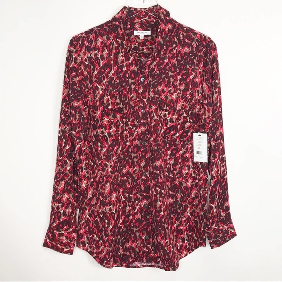 New Equipment Slim Signature Shirt Merlot Multi Print Medium - Picture 3 of 9